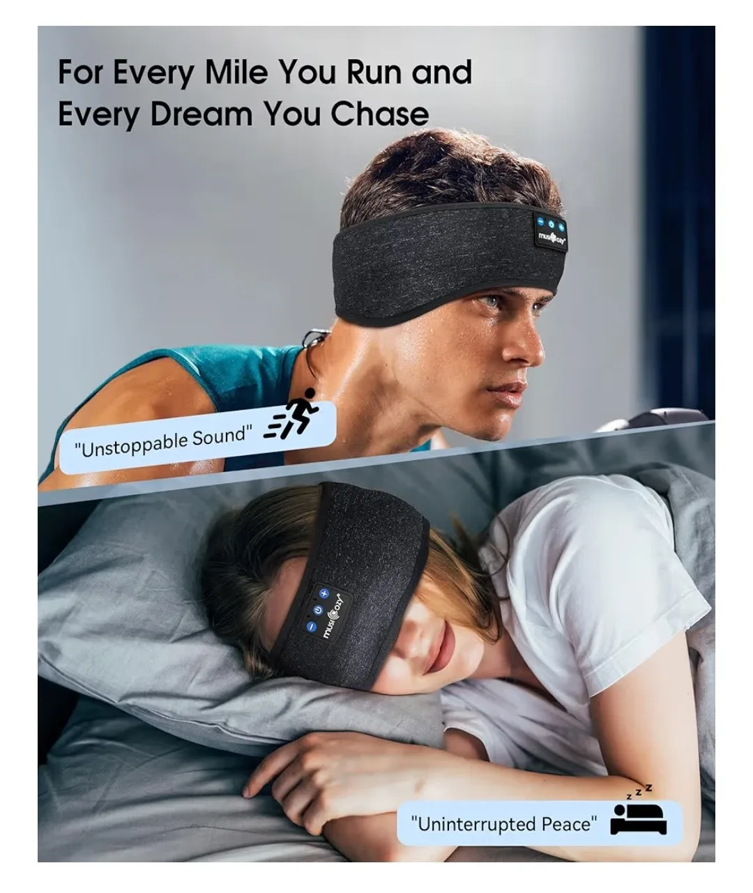 MusiCozy Sleep Workout Yoga Headphones Bluetooth Headband image indicator(2)