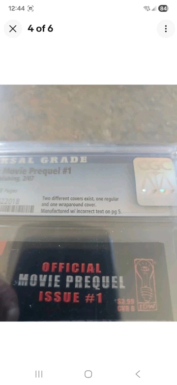 CGC Universal Grade 9.8 Transformers Movie Prequel #1 - photo 4
