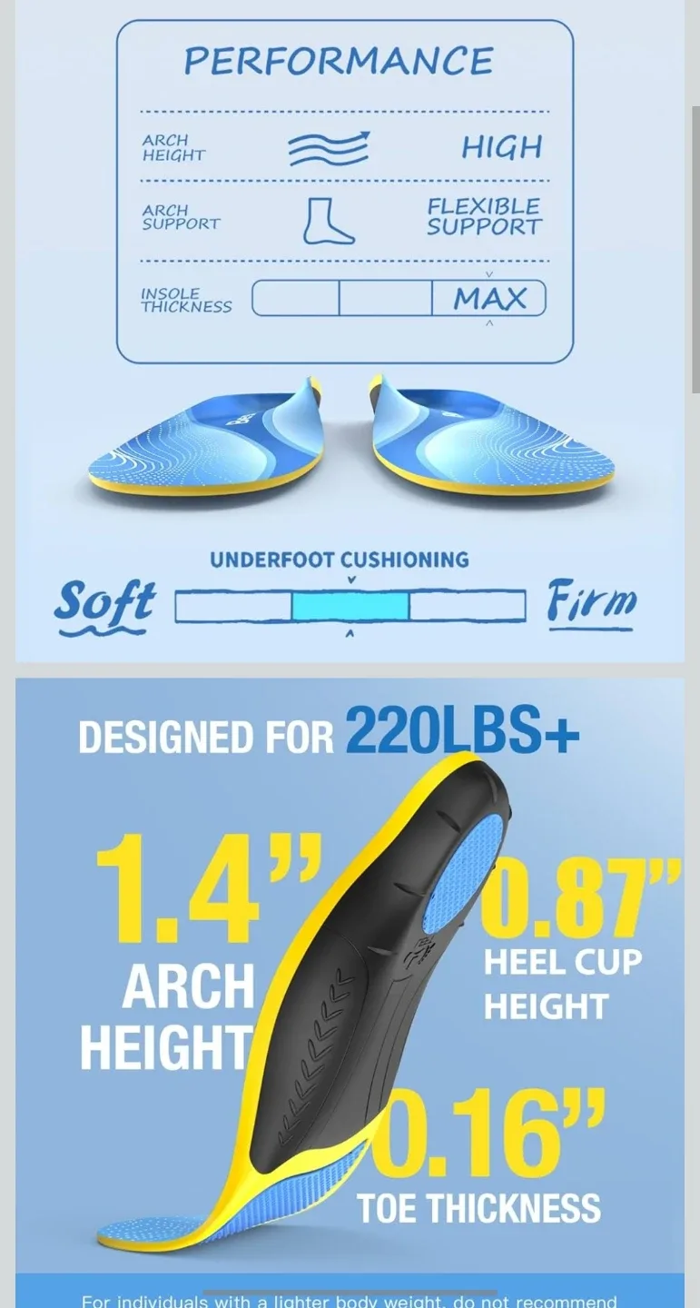 BestHalo Strong Arch Support Orthotic Insole - Size L image indicator(6)