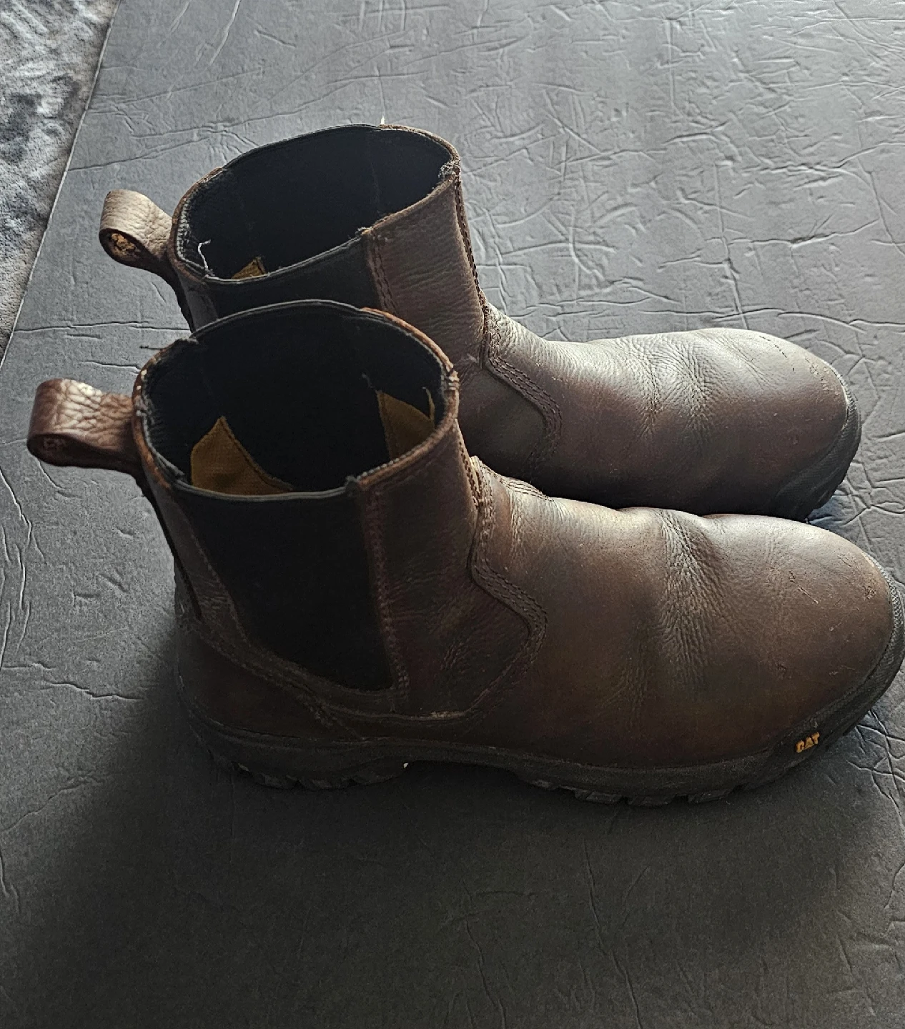 CATERPILLAR Brown Leather Steel Toe Work Boots - Size 7