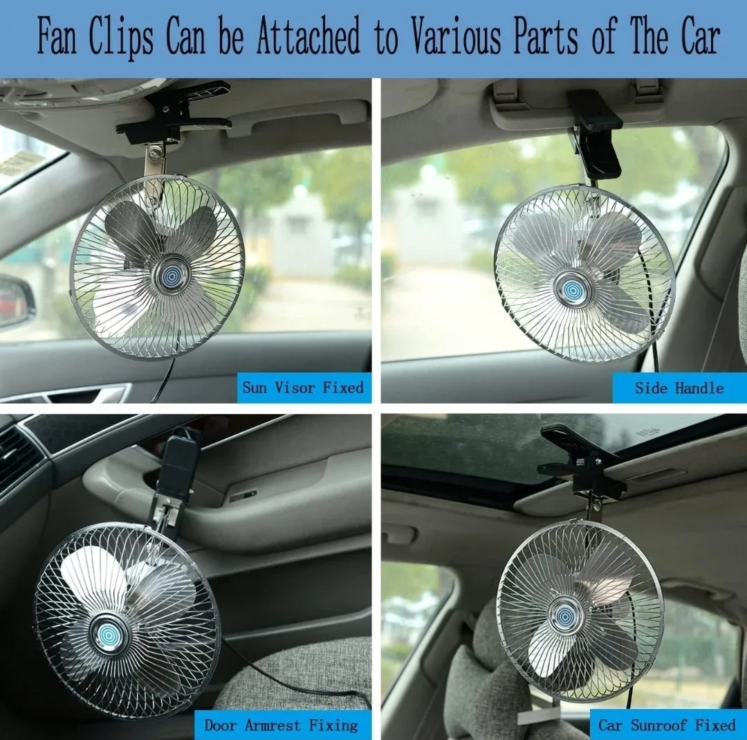 10-Inch Silver Clip-On Car Fan image indicator(2)