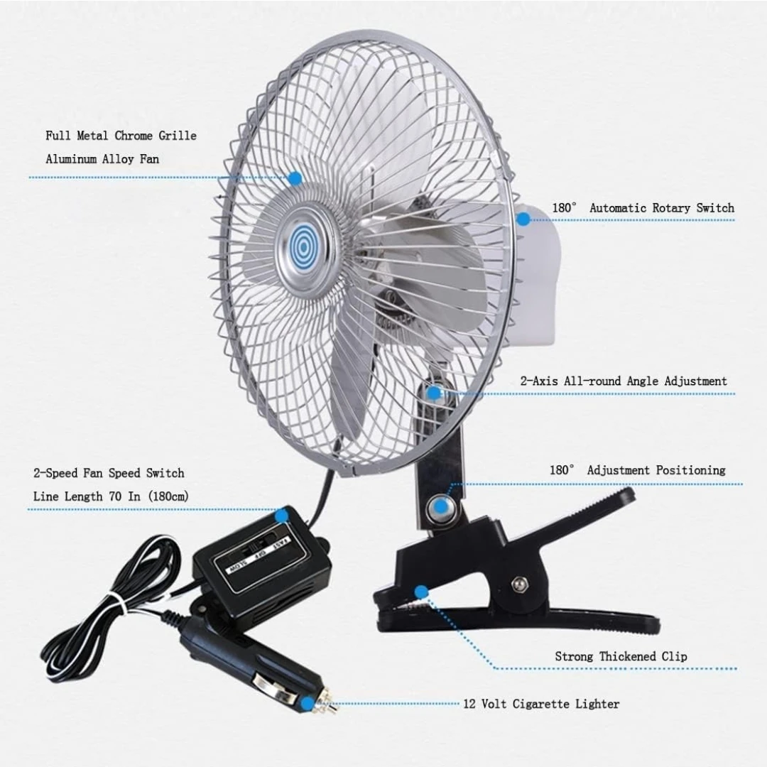 10-Inch Silver Clip-On Car Fan - photo 3