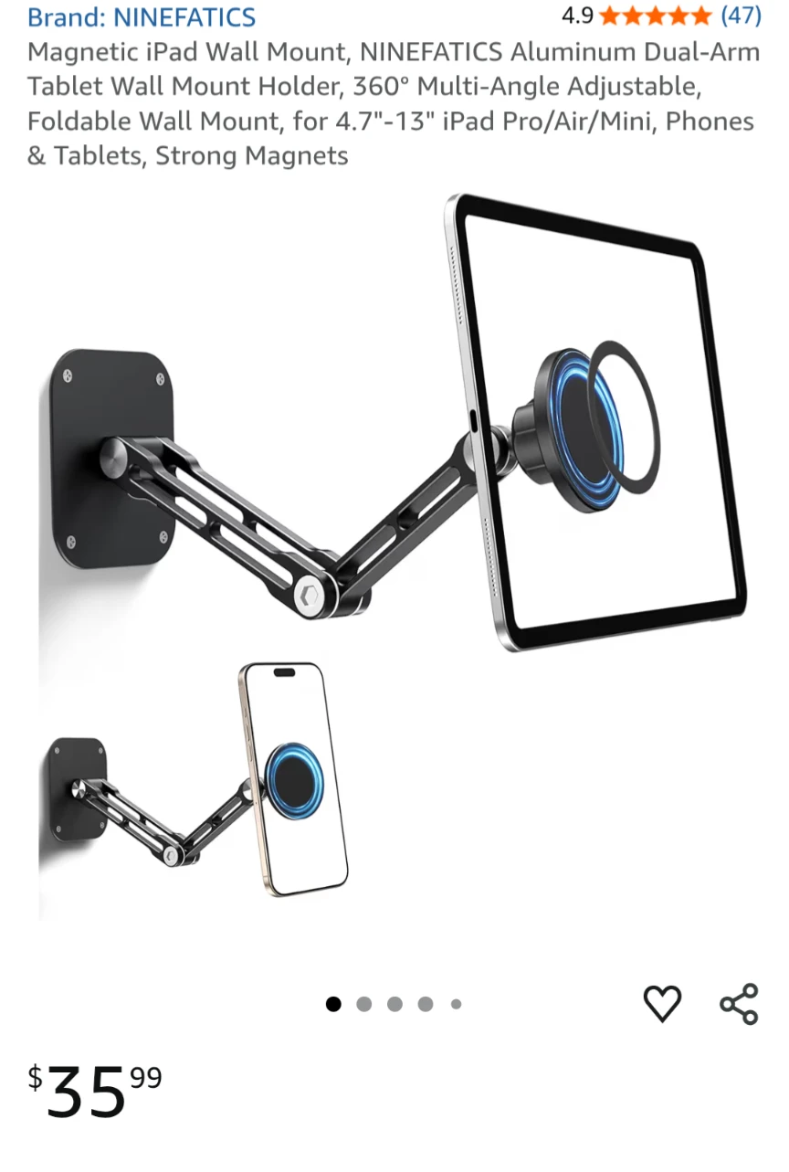 Ninefatics Magnetic Tablet Wall Mount - Black - photo 4