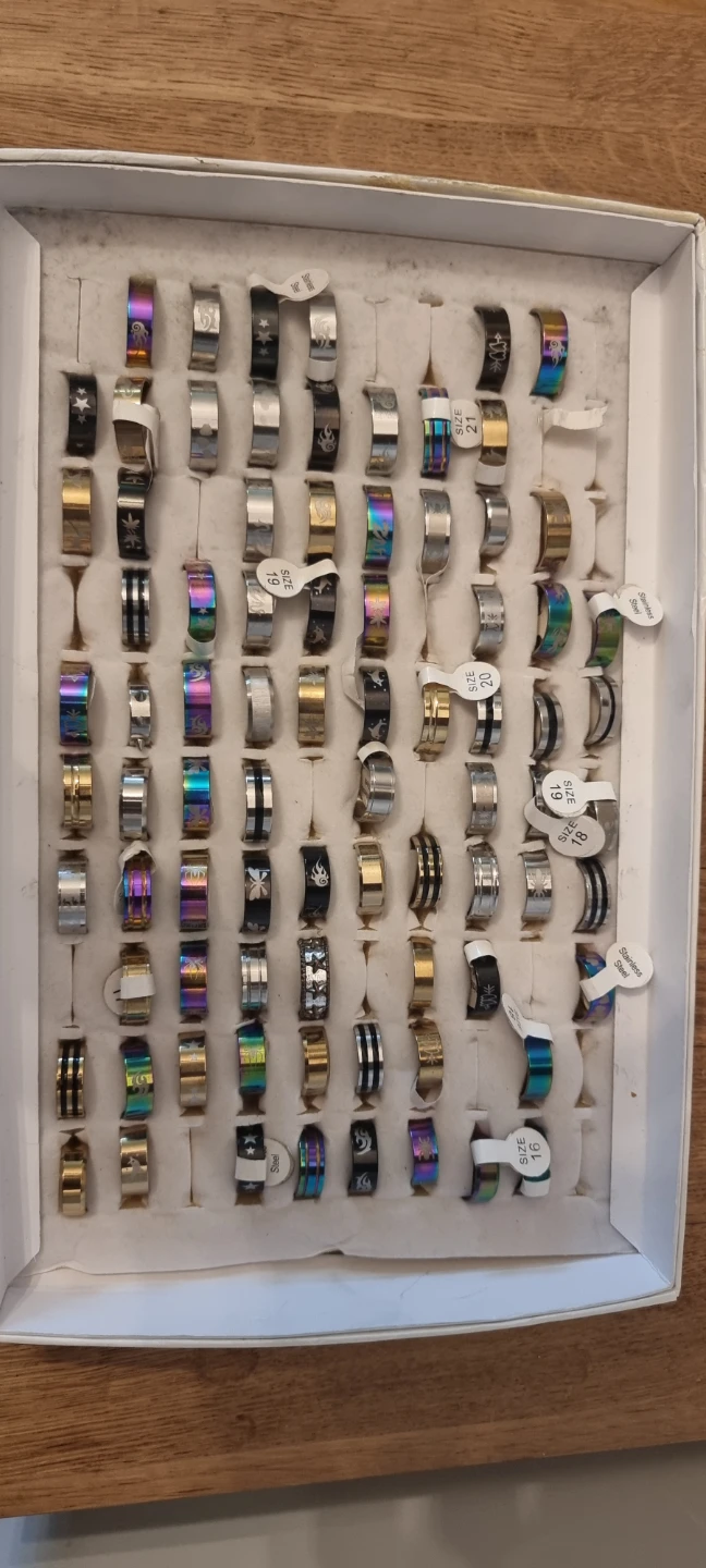 Assorted Stainless Steel Rings (Sizes 16-21)