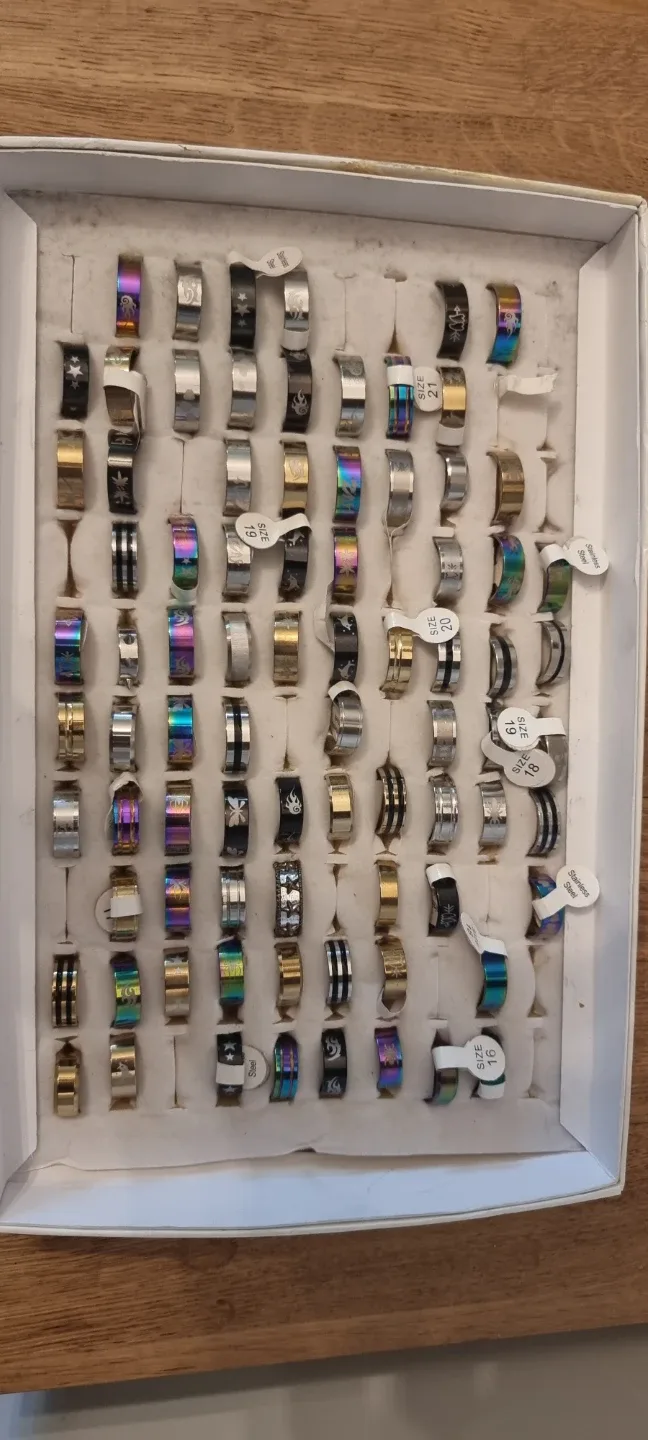 Assorted Stainless Steel Rings (Sizes 16-21)