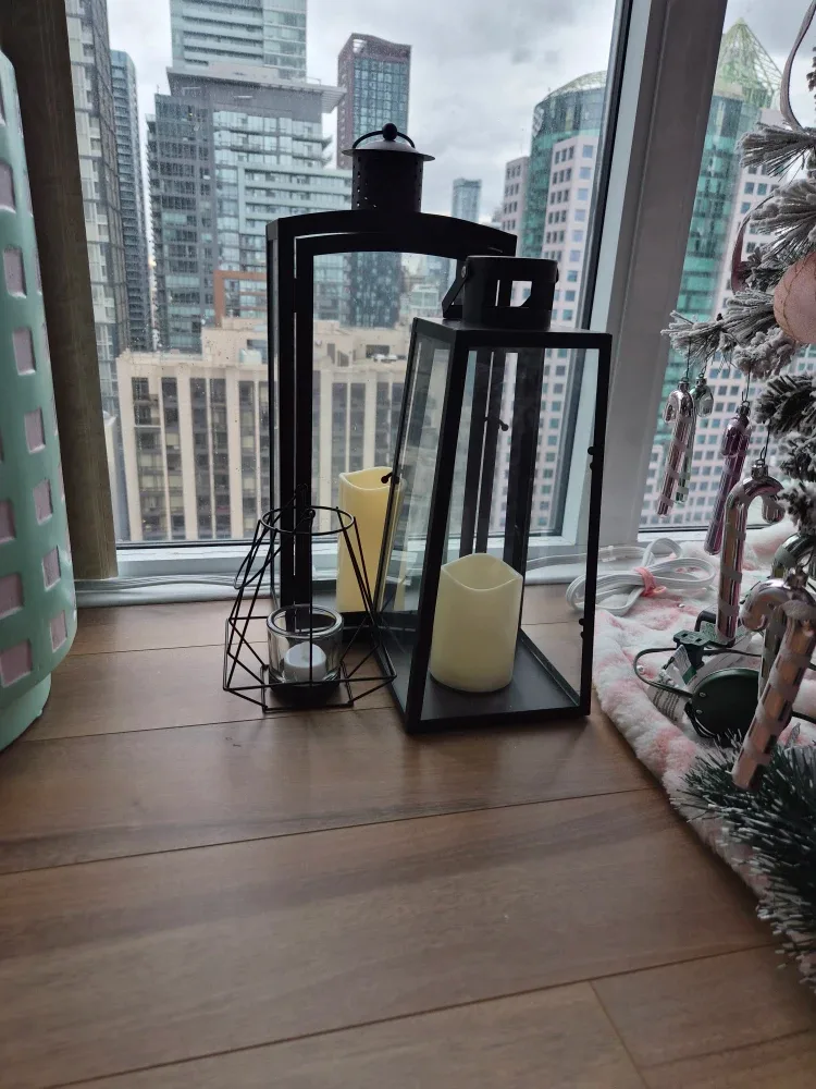 Black Metal Candle Lanterns (Set of 3)