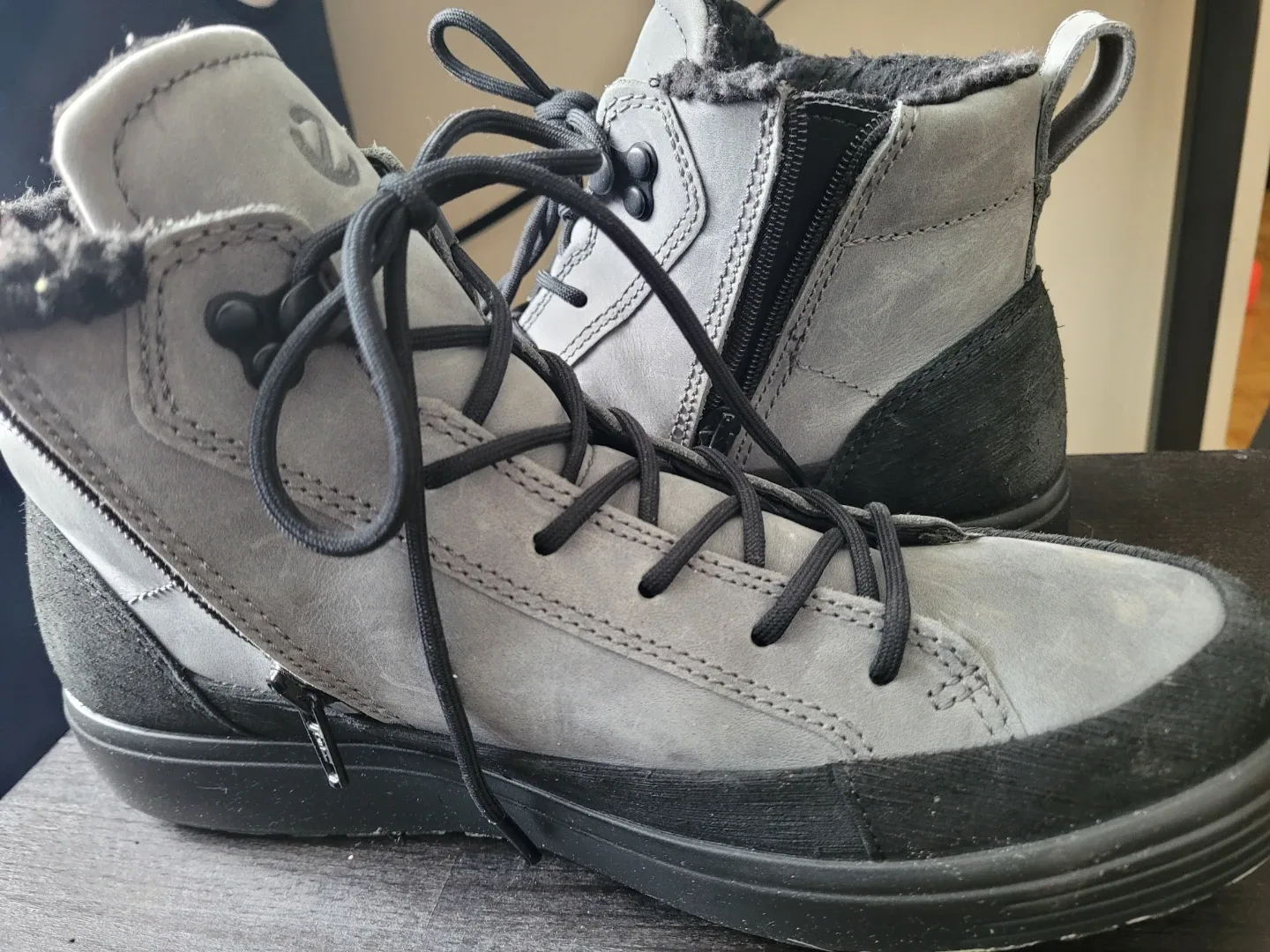 Ecco Grey Leather Boots, Size 6.5-7 US image indicator(2)