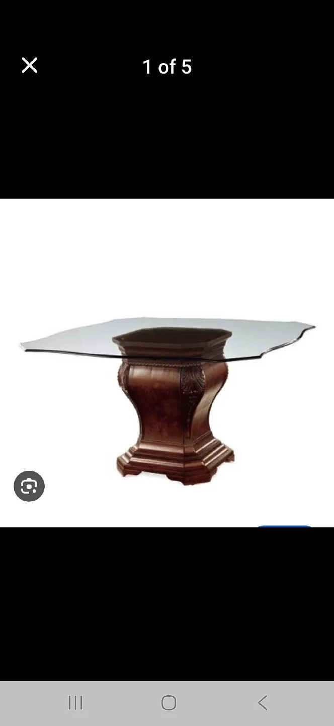 Glass Top Dining Table with Wood Base image indicator(10)