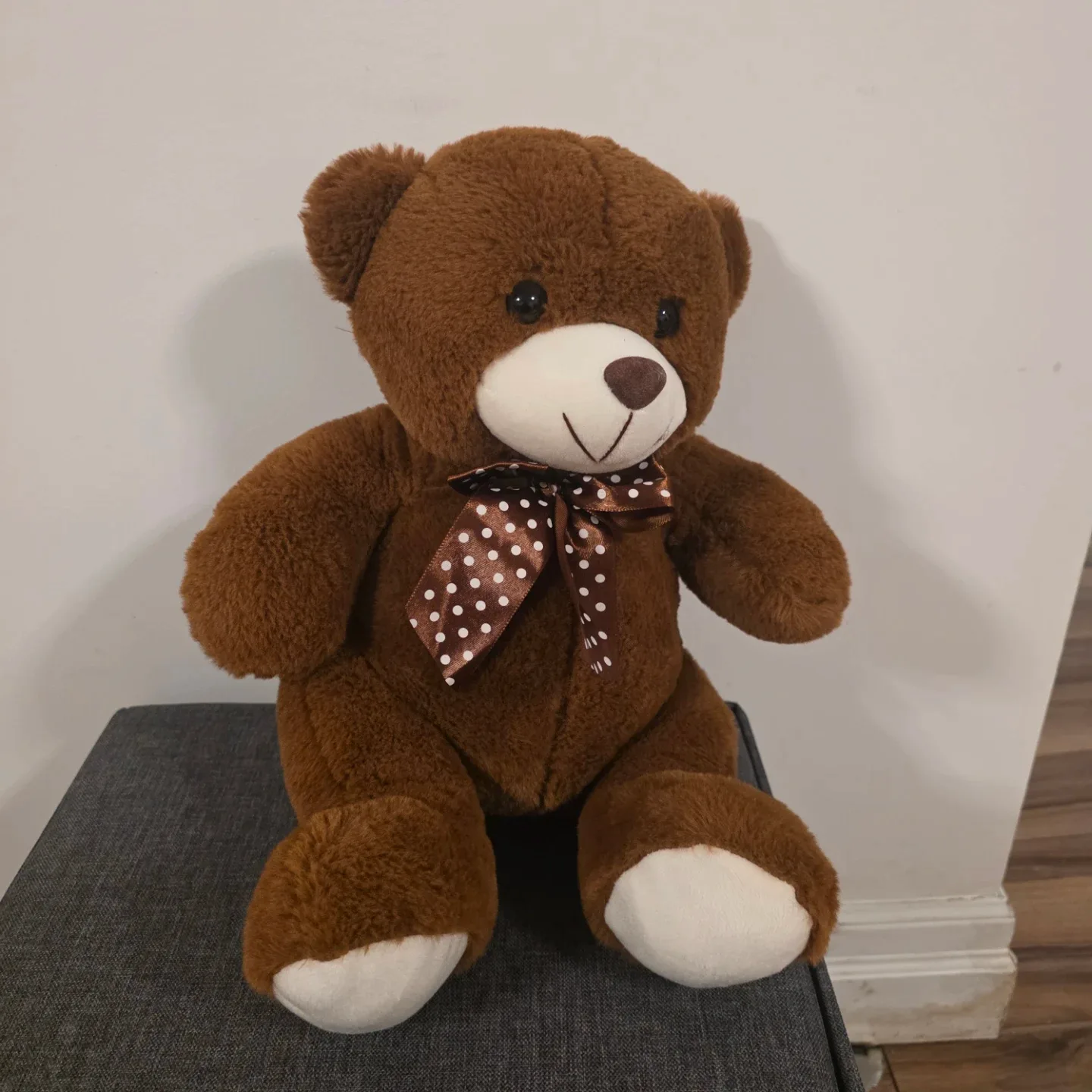 Brown Teddy Bear with Polka Dot Bow image indicator(2)