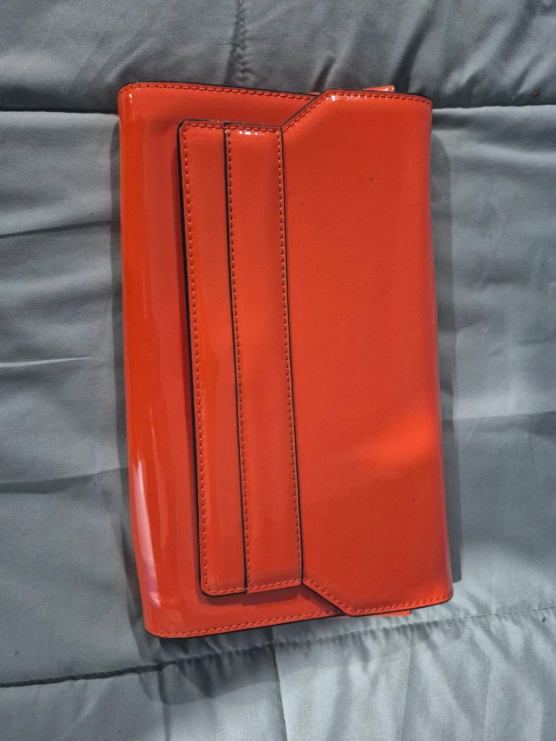 Orli Orange Patent Leather Clutch