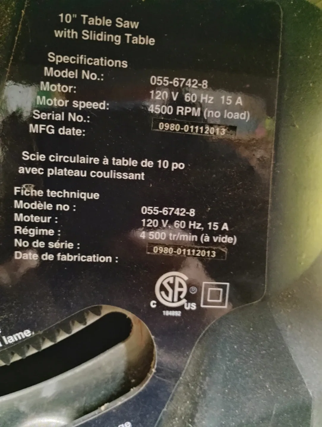 Never used table saw image indicator(5)