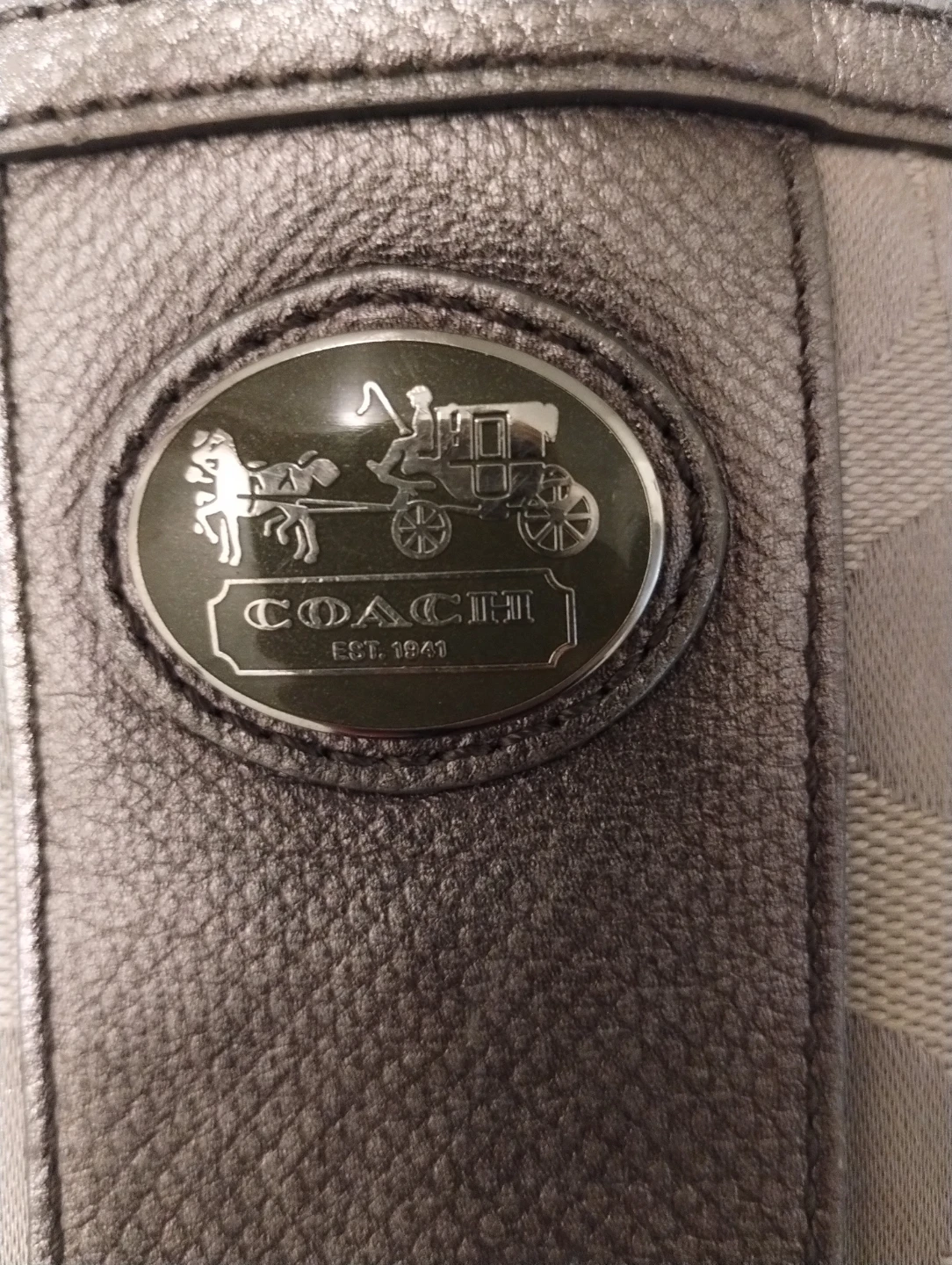 Vintage Coach Beige  Canvas & Leather Crossbody Purse