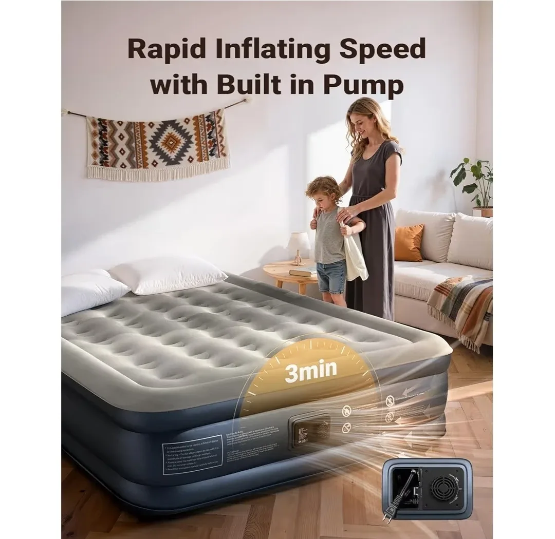 Queen Size Air Mattress with Built-in Pump image indicator(3)