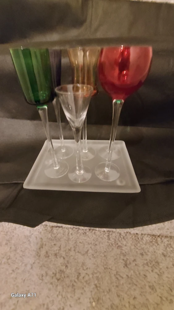 Colorful Wine Glasses with Serving Tray