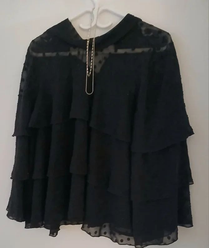 Halogen Black Ruffle Blouse - Size 12 thumbnail