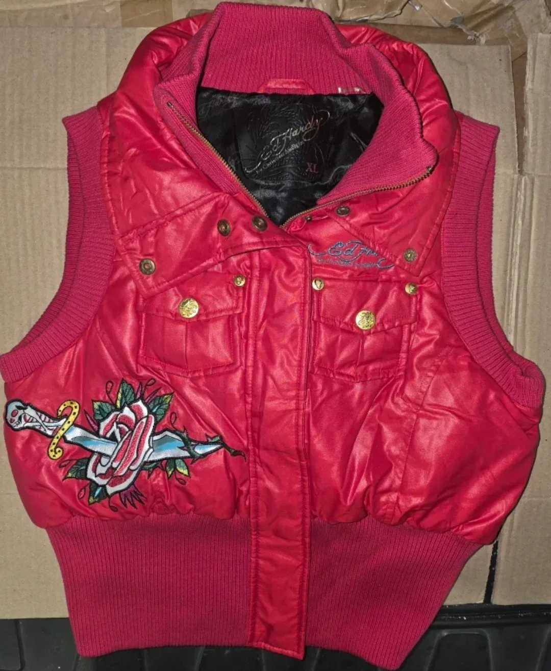 Ed Hardy Red Puffer Vest - XL