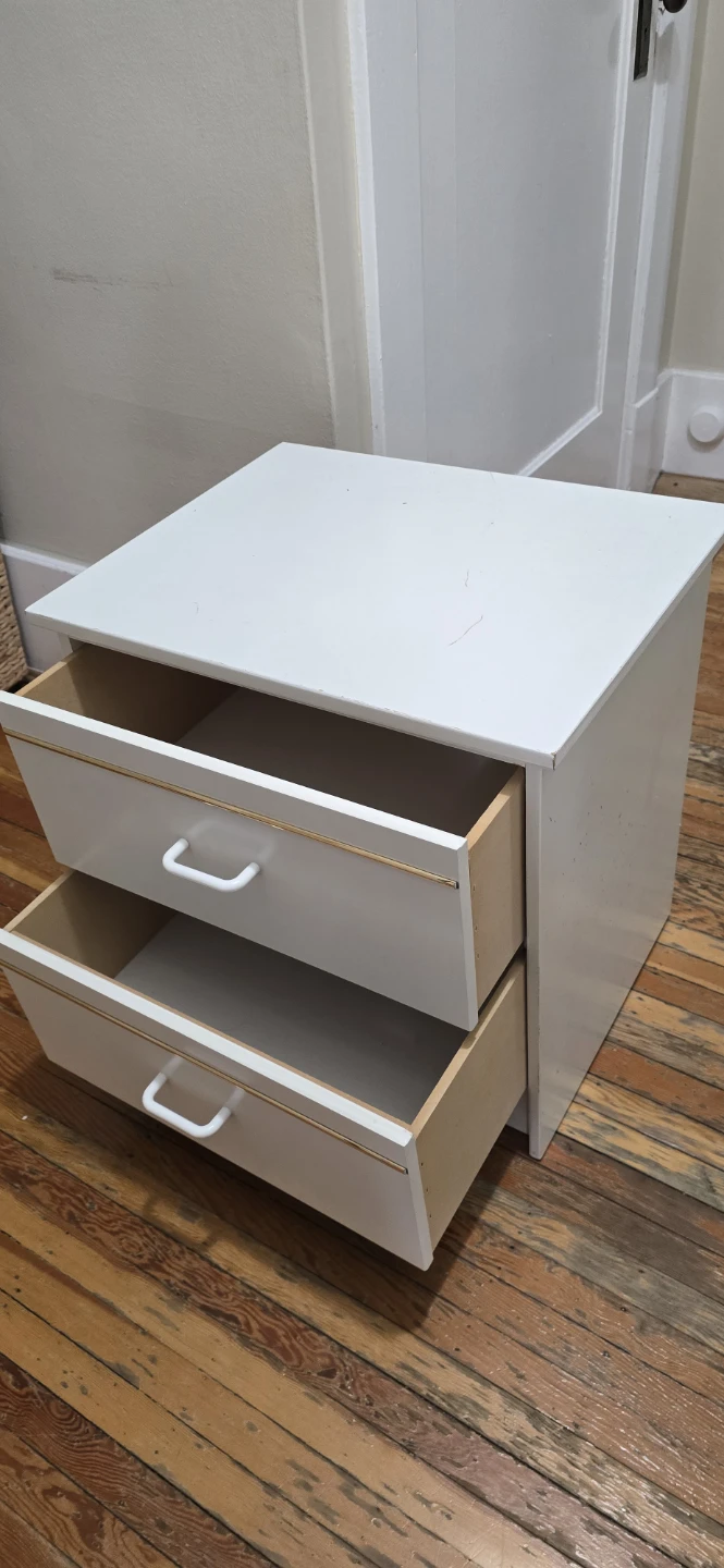 White 2-Drawer Side Table