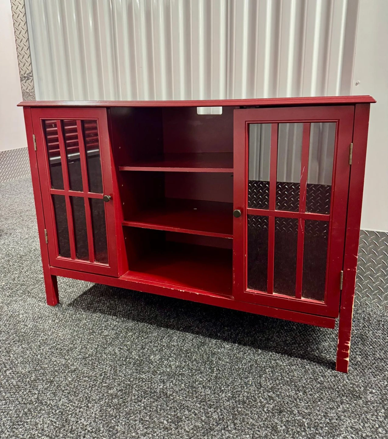 Red Media Cabinet with Glass Doors - photo 3