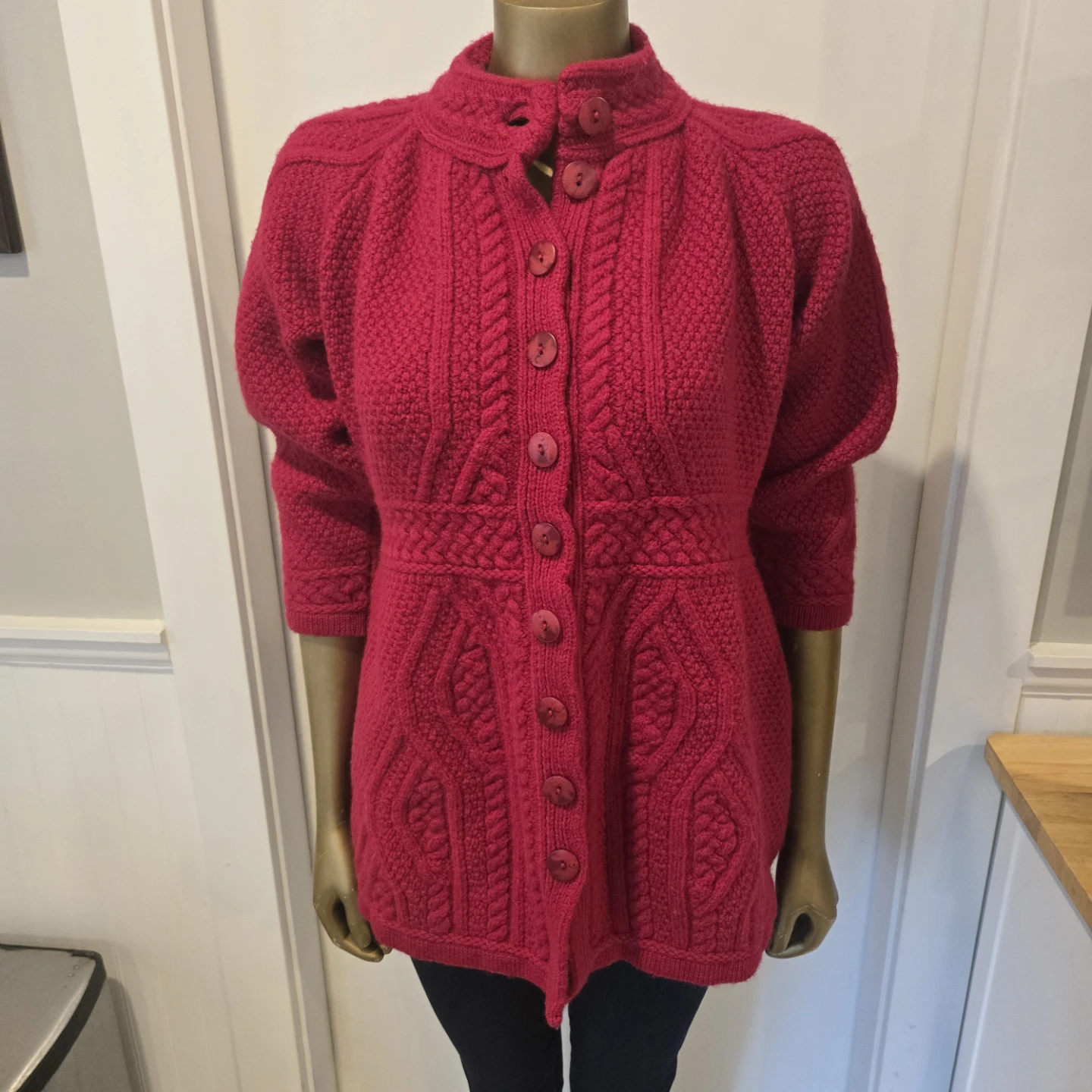 Aran Crafts Ireland Merino Wool Cardigan Size Small
