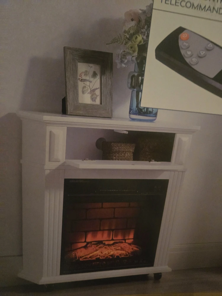 Style Selections 25-in Rolling Electric Fireplace - White