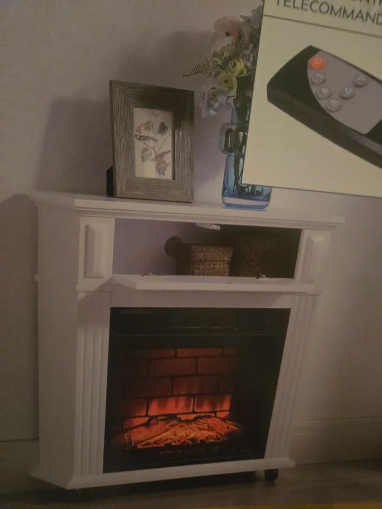 Style Selections 25-in Rolling Electric Fireplace - White