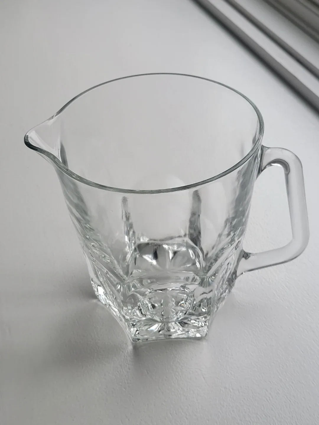 Vintage Mid Century Glass Water Pitcher. Vase. 5-1/4" × 6.5" image indicator(3)