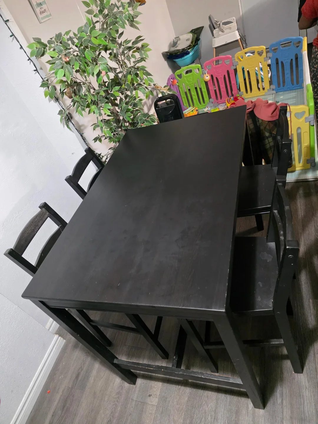 Black Dining Table with 4 Chairs