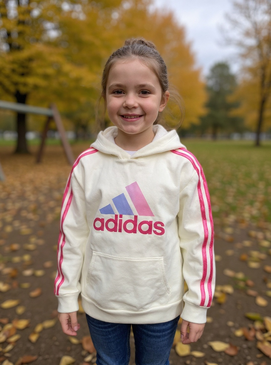 Adidas Hoodie - White with Pink Stripes