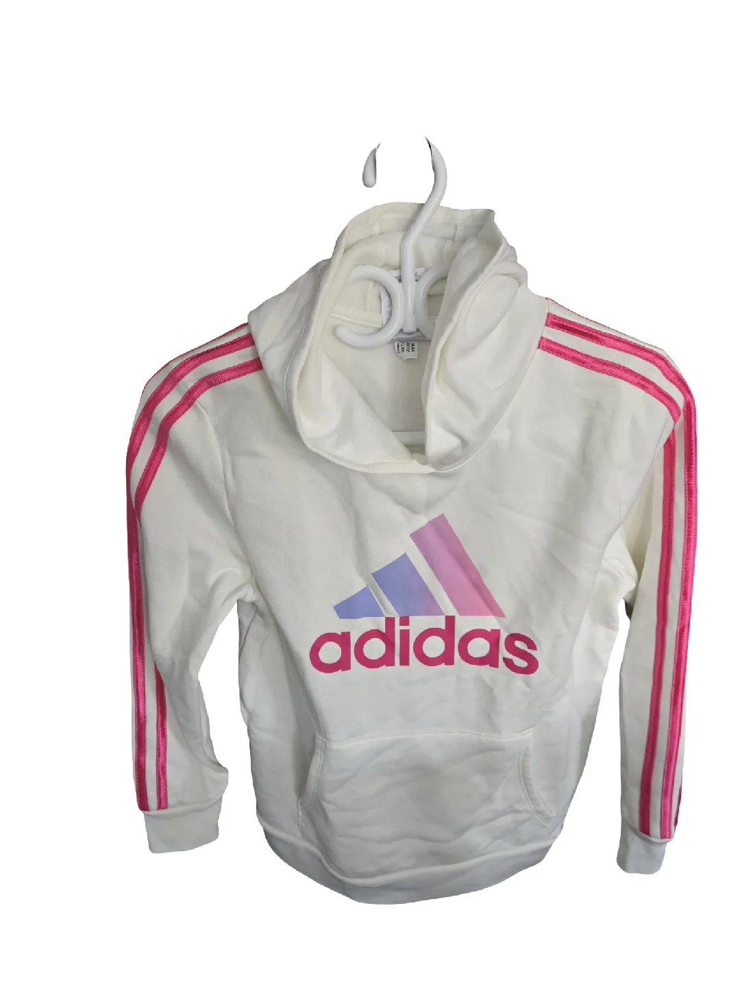 Adidas Hoodie - White with Pink Stripes image indicator(2)