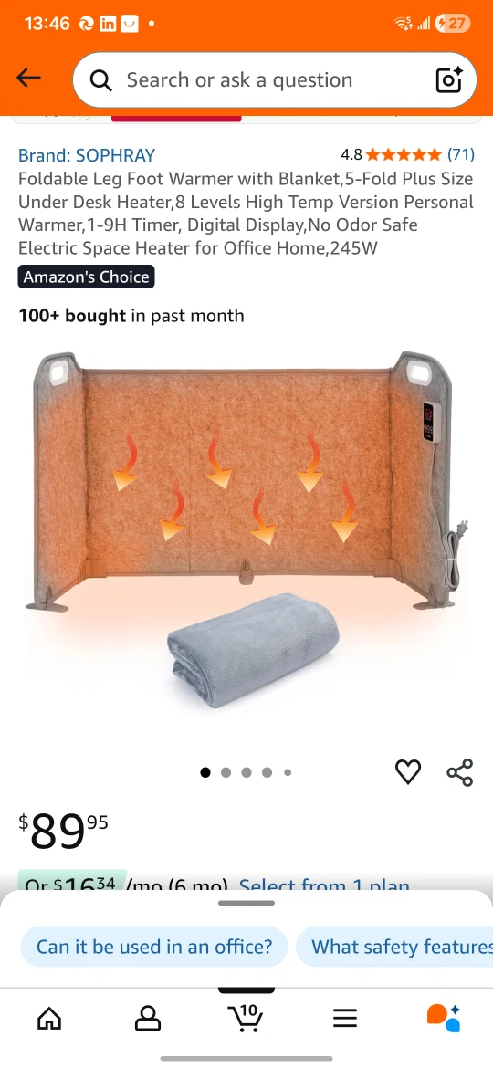 Soprhay Foldable Leg/Foot Warmer with Blanket