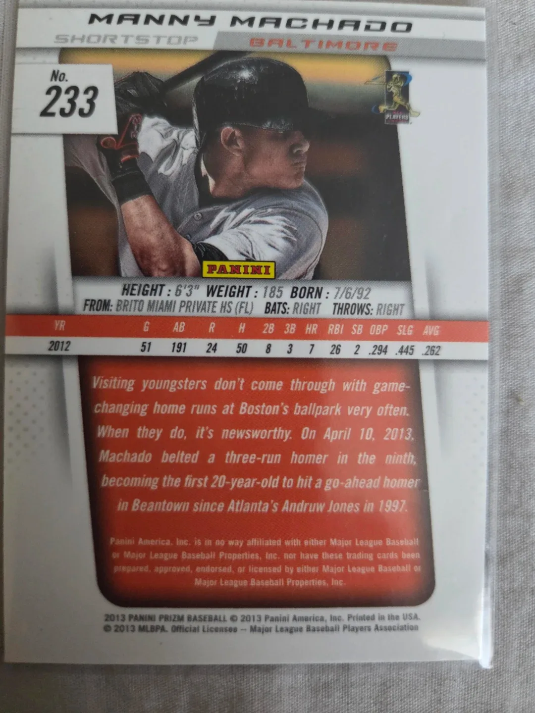 Manny Machado Rookie Card - Panini Prizm image indicator(2)