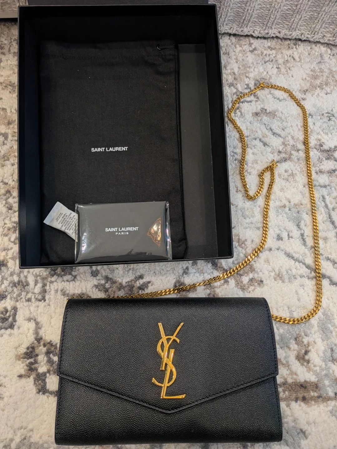 Saint Laurent Black Uptown Chain Wallet