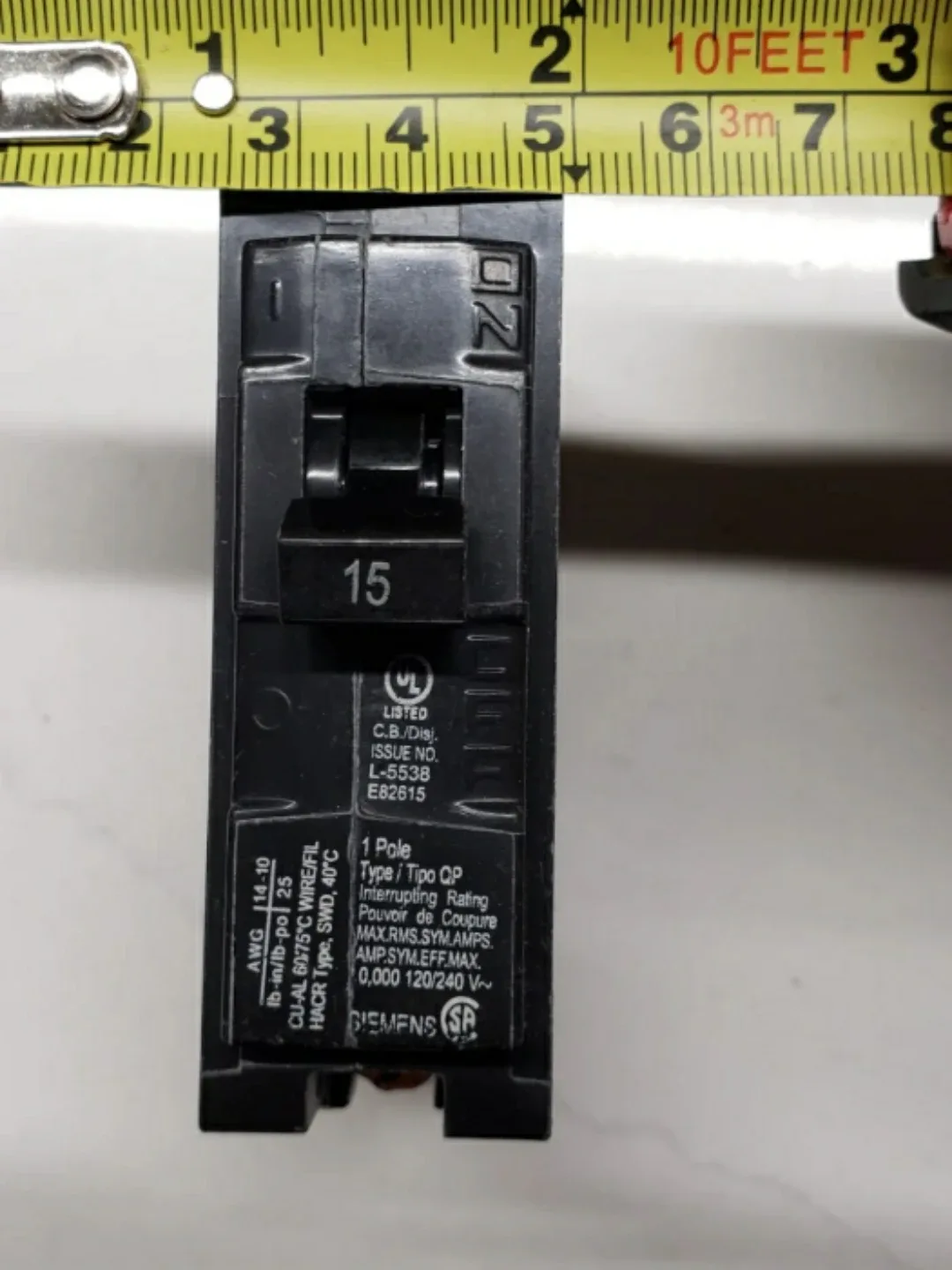 Siemens 15 Amp 1-Pole Circuit Breaker image indicator(2)