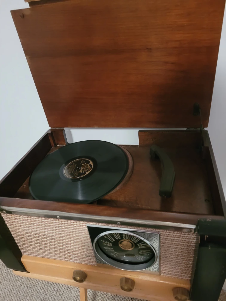Vintage table radio with record player