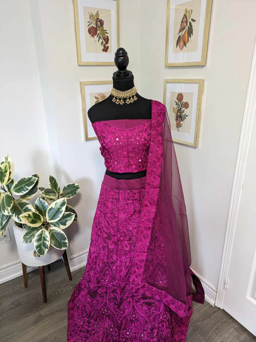 Magenta Lehenga Choli Set semi stitch - photo 2