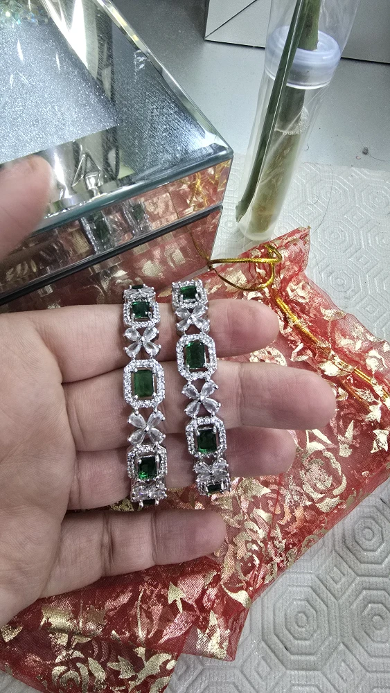 Emerald & Crystal Bangle Set