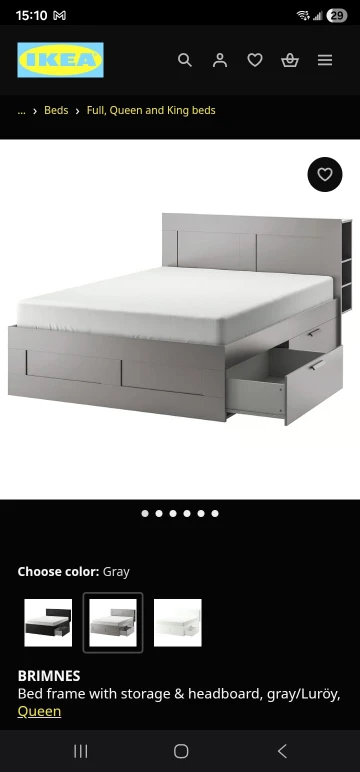 IKEA Brimnes Queen Bed Frame - Gray - photo 2