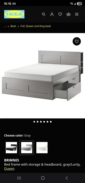 IKEA Brimnes Queen Bed Frame - Gray image indicator(2)