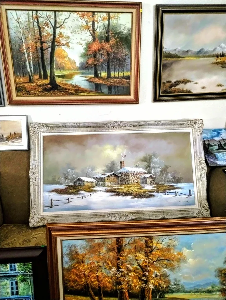 90  pieces of antique original oil paintings prices $20 and up. image indicator(8)