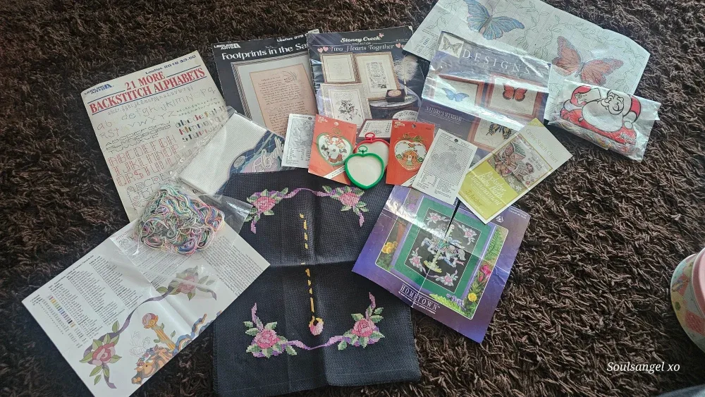 Cross Stitch Patterns & Floss Lot