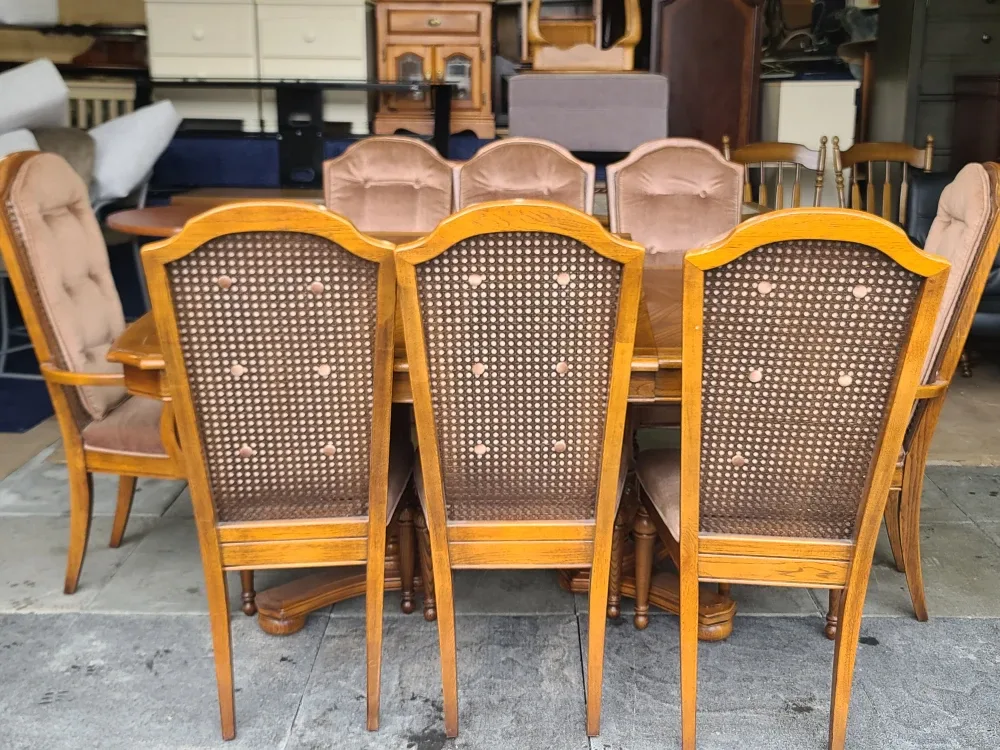 OAK DINING TABLE WITH EXTENSION AND 8 Chairs image indicator(2)