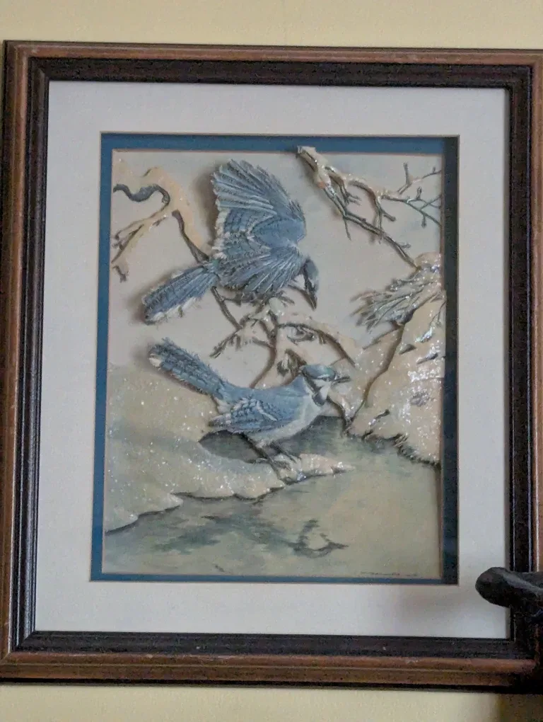 Framed Blue Jay Art