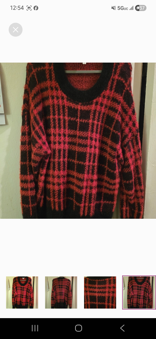 red and black plaid  women sweater XL size - photo 3