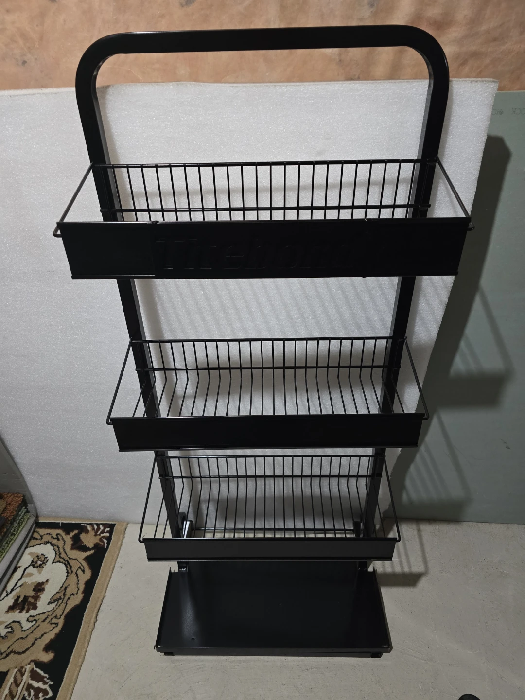 Black Metal Rolling Storage Cart