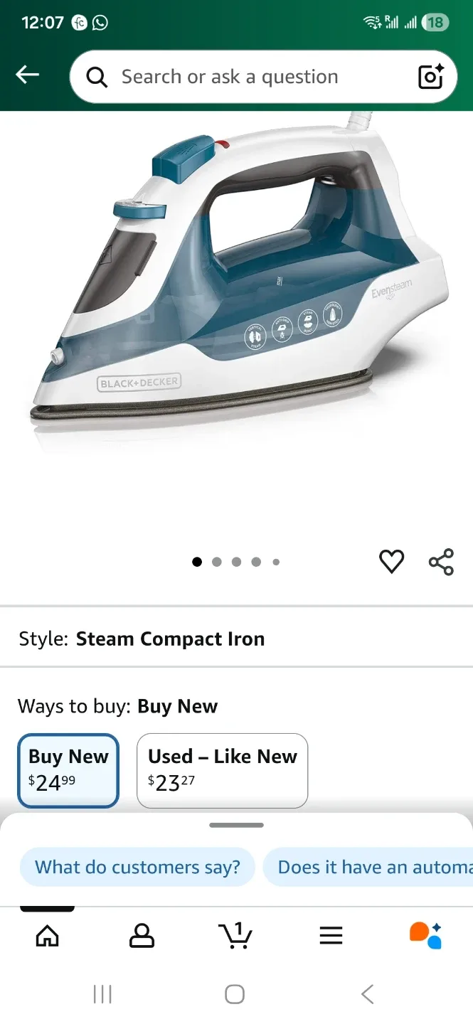 Black+Decker Evensteam Compact Iron image indicator(2)