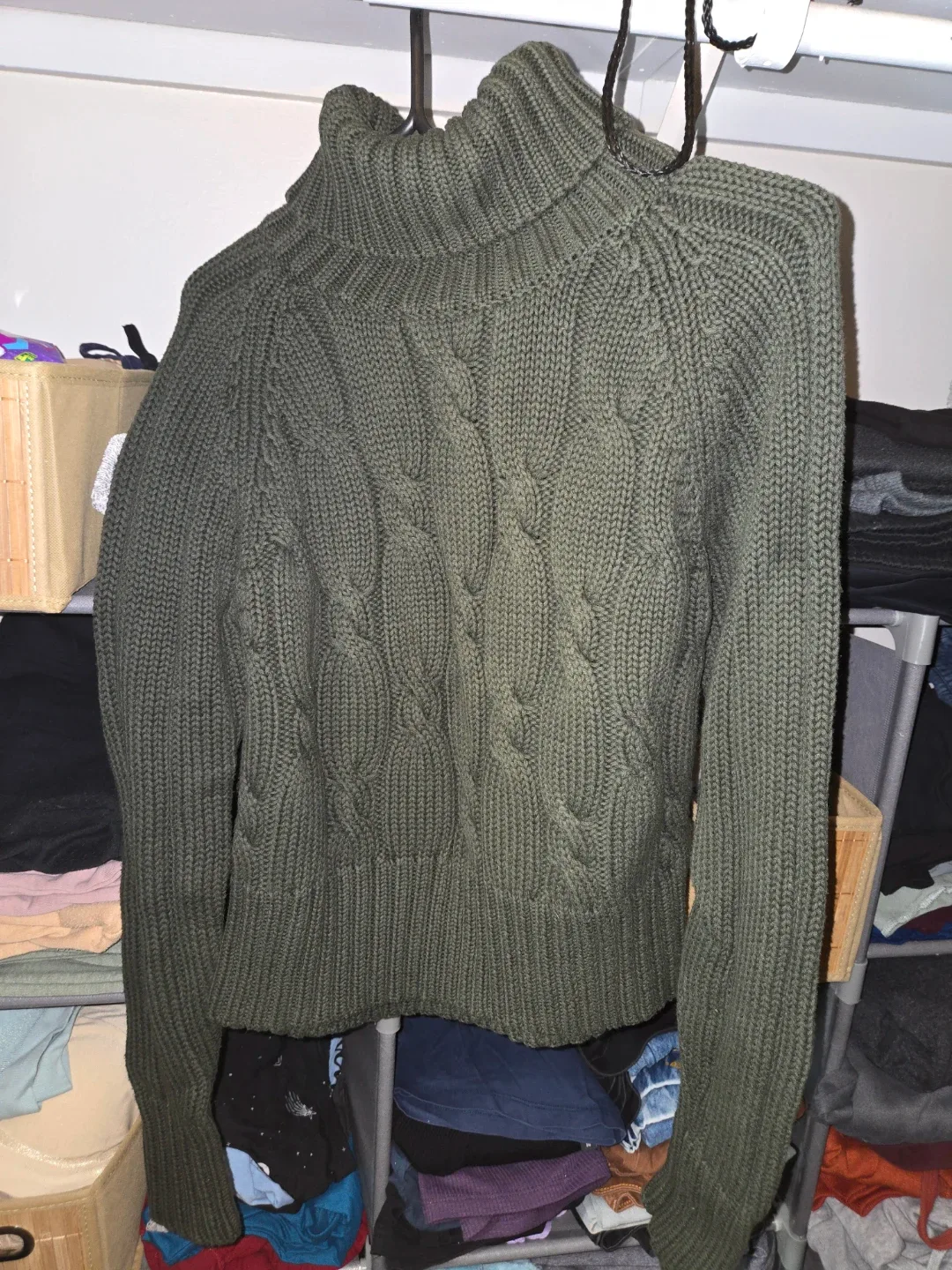 Olive Green Turtleneck Knit Sweater (Medium) image indicator(2)