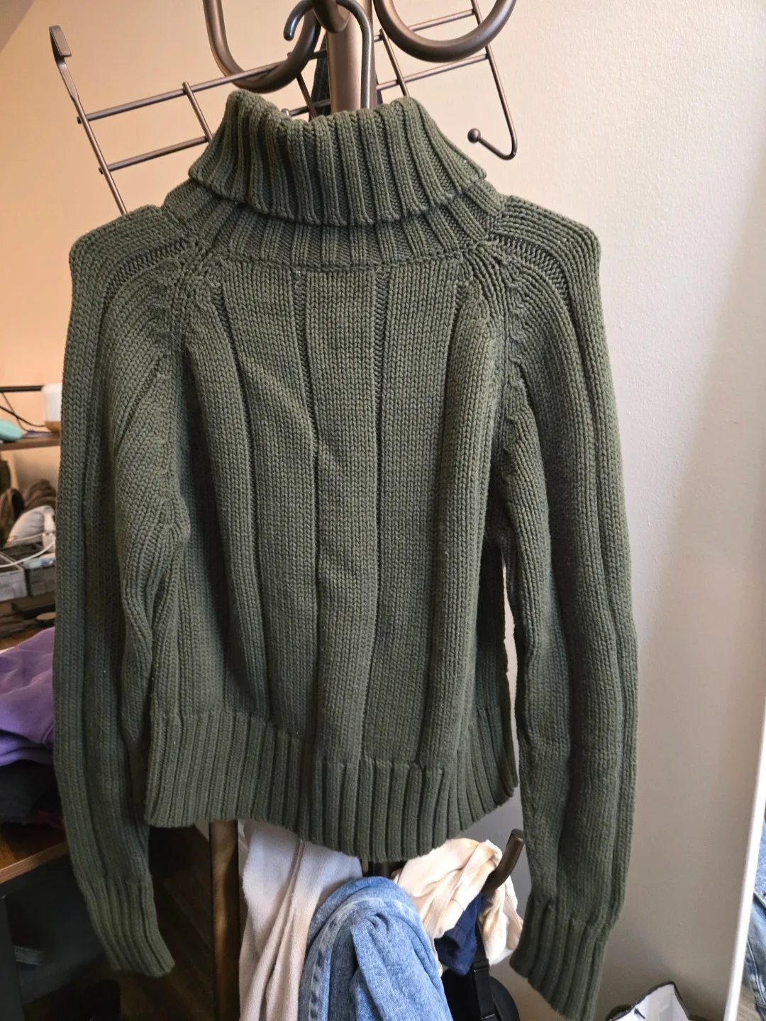 Olive Green Turtleneck Knit Sweater (Medium) image indicator(3)