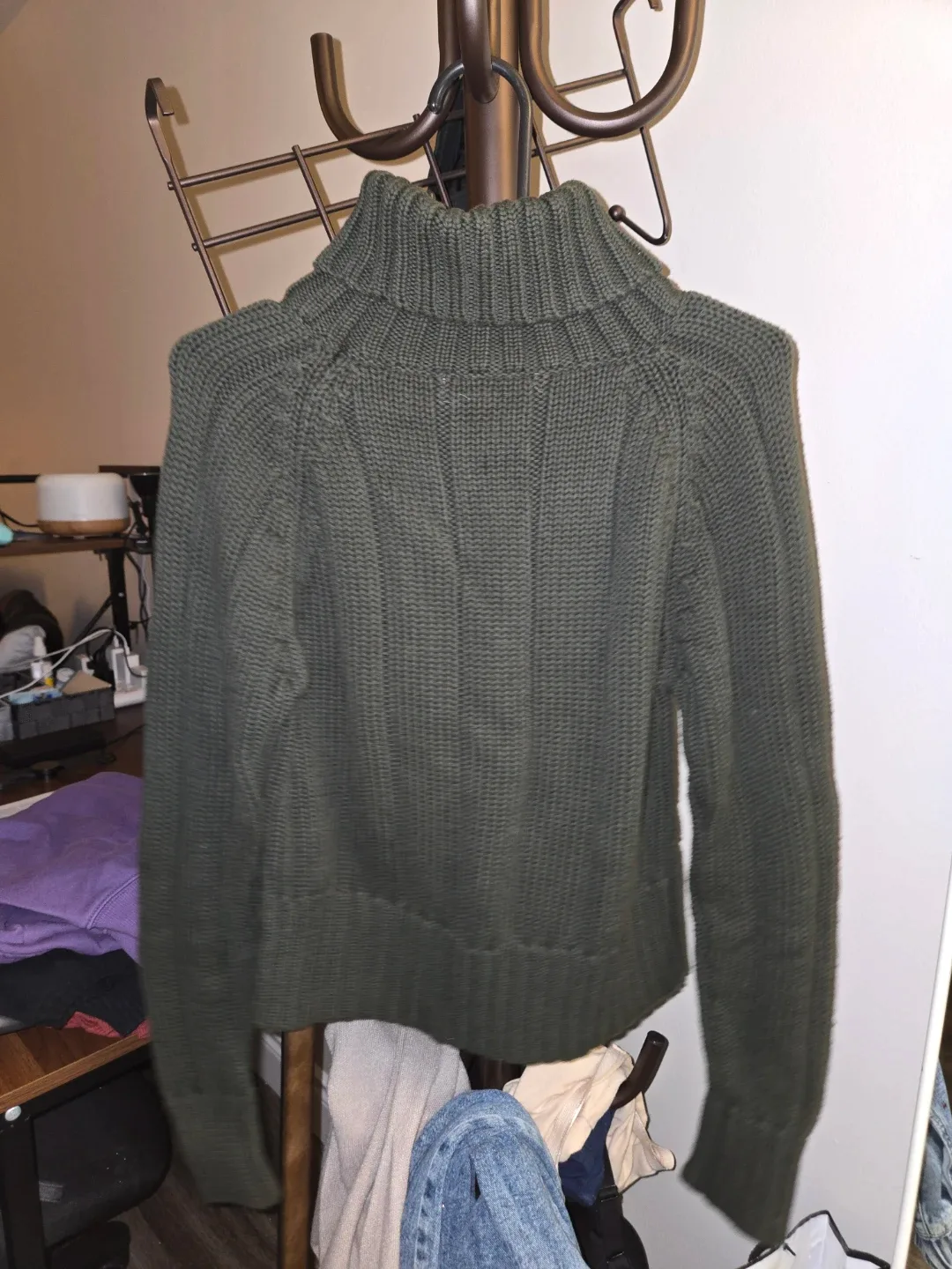 Olive Green Turtleneck Knit Sweater (Medium) image indicator(4)