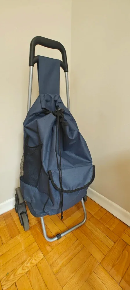 Blue Folding Shopping Cart