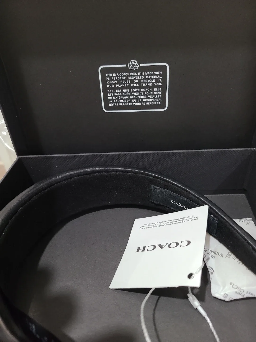 Coach Black Leather Headband - New with Box image indicator(2)